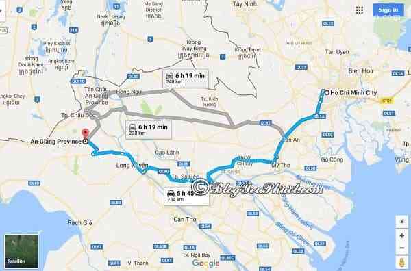 Bản đồ đường đi từ Sài Gòn đến An Giang: Hướng dẫn đường đi phượt An Giang từ Sài Gòn