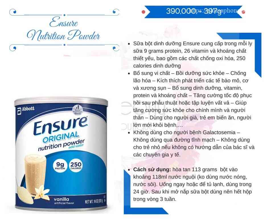 Sữa Ensure Mỹ 900G Giá Bao Nhiêu – Sữa Ensure Dành Cho Người Gầy Giá Bao Nhiêu