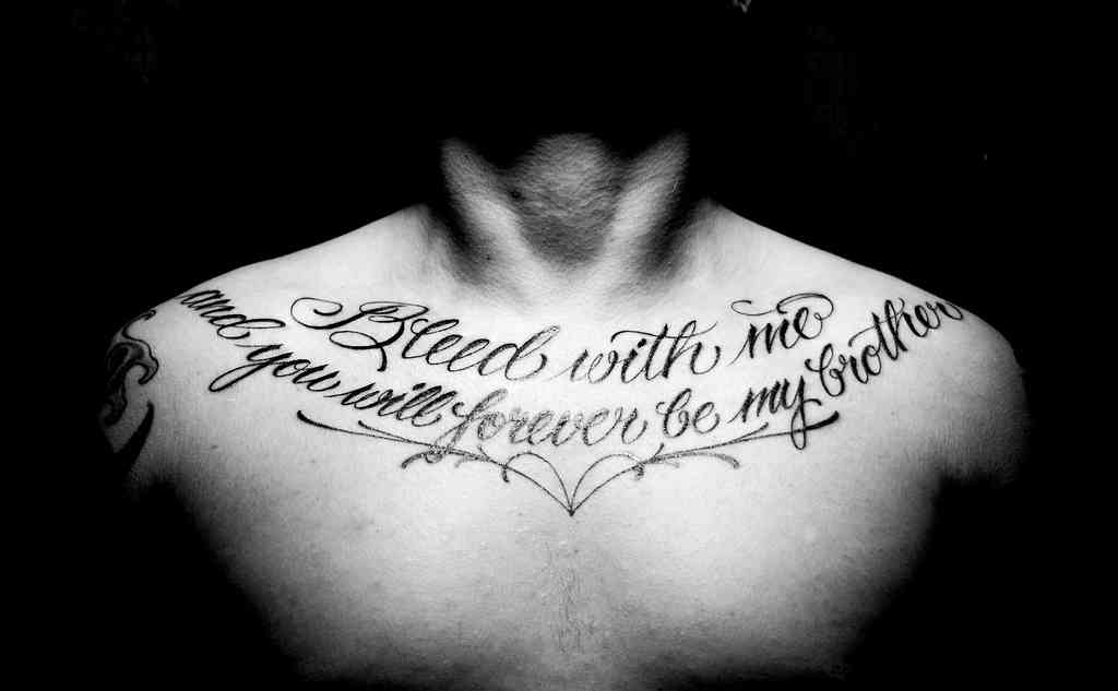 mens chest tattoos quotes